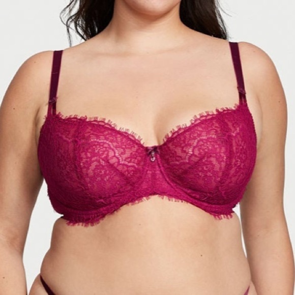 NWT Victoria’s Secret 38DD Wicked Unlined Velvet Lace Balconette Bra Red - Picture 3 of 9